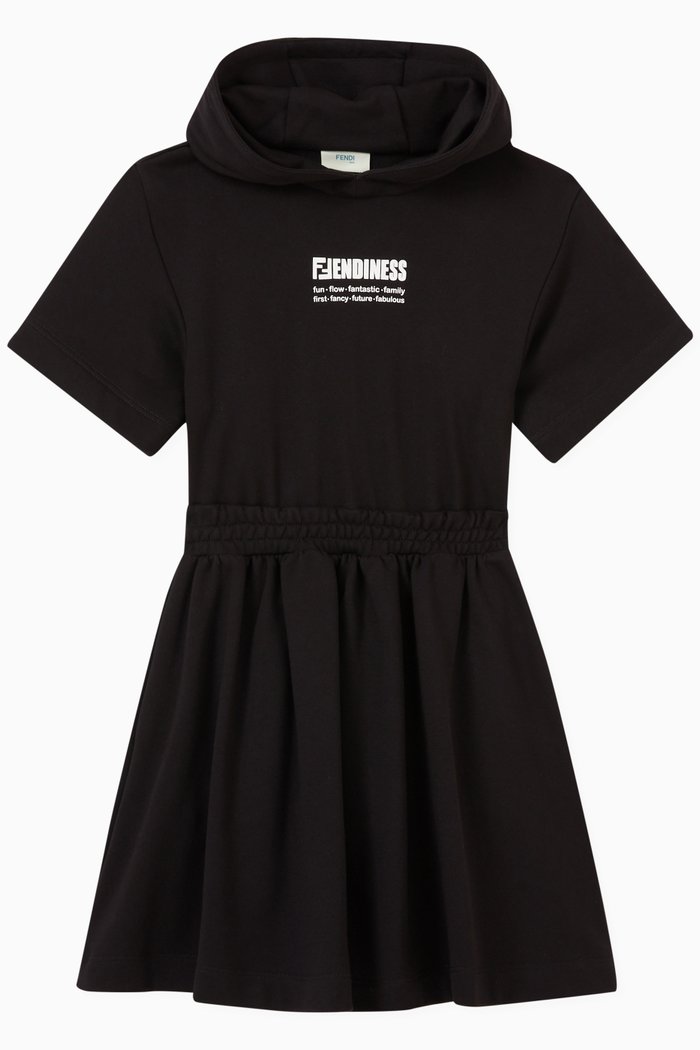 

Logo Hooded Dress in Cotton, Black