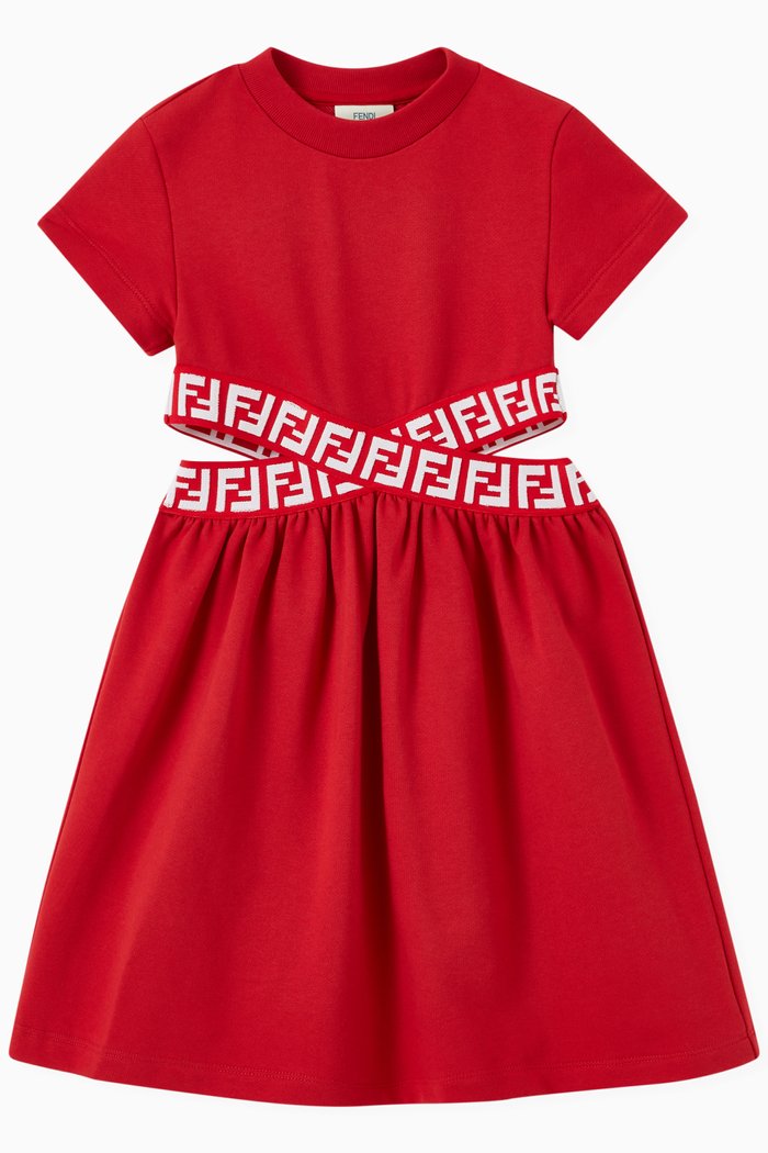 

Criss-cross Logo Dress in Cotton, Red