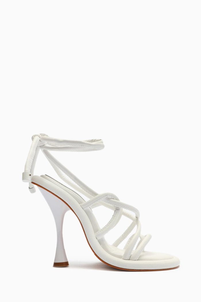 

Interlaced Heel Sandals in Leather, White
