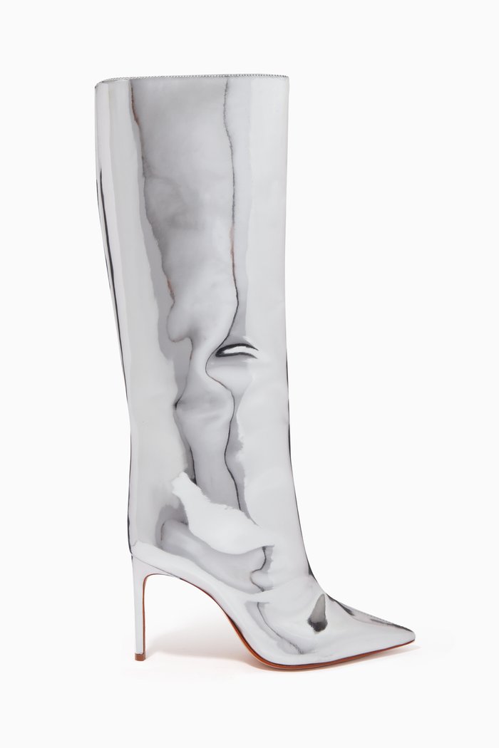 

Mary Boots in Metallic Leather, Silver