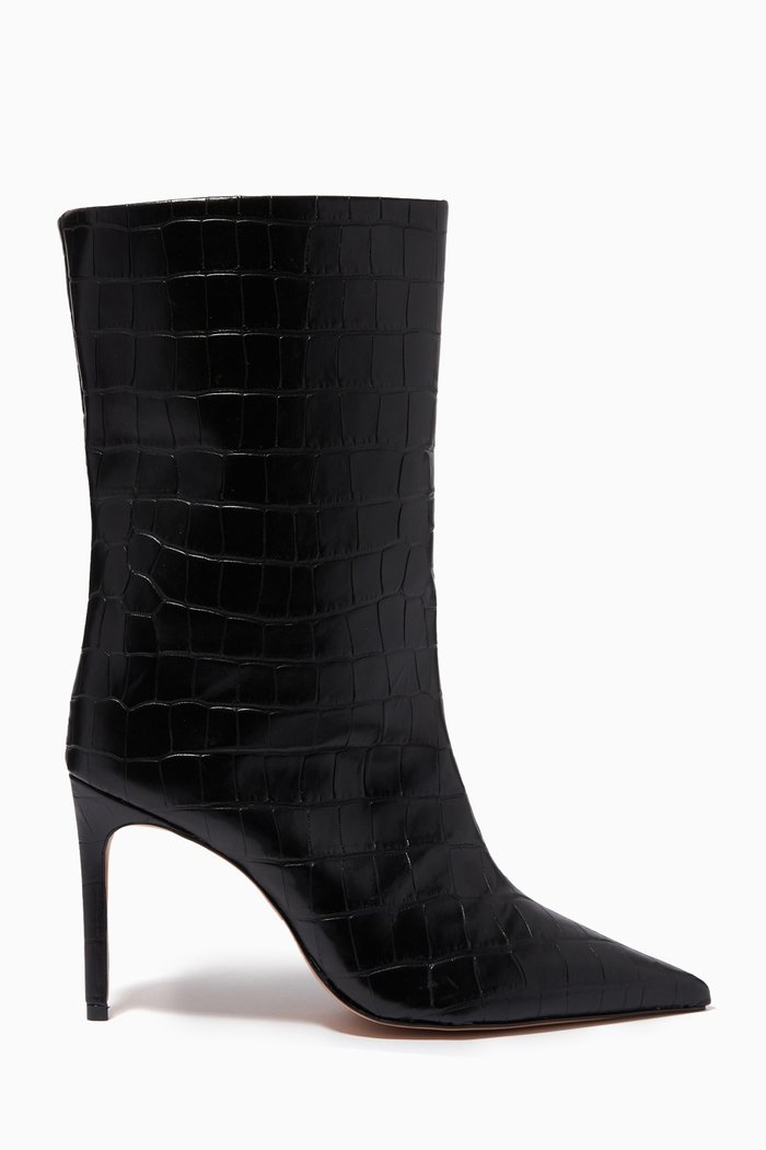 

Mary Boots in Croc-embossed Leather, Black