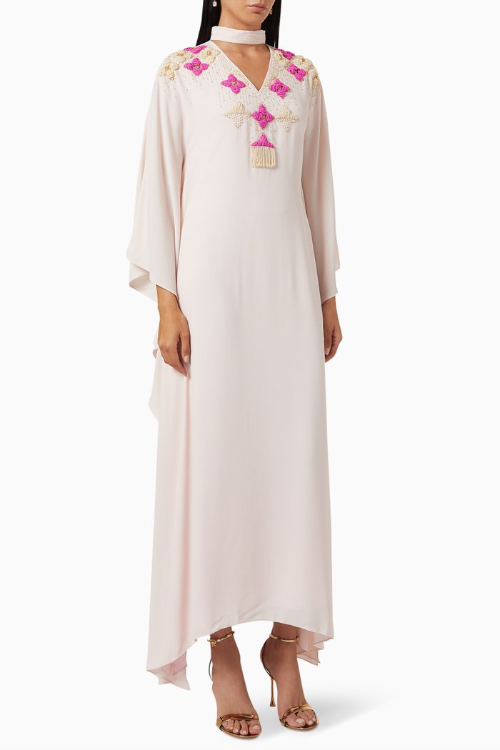 

Moon Flower Kaftan in Organza & Linen, Pink