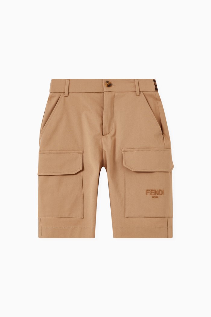 

Logo Bermuda Shorts in Cotton Gabardine, Neutral