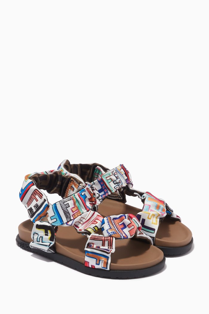

FF Logo Sandals in Satin, White