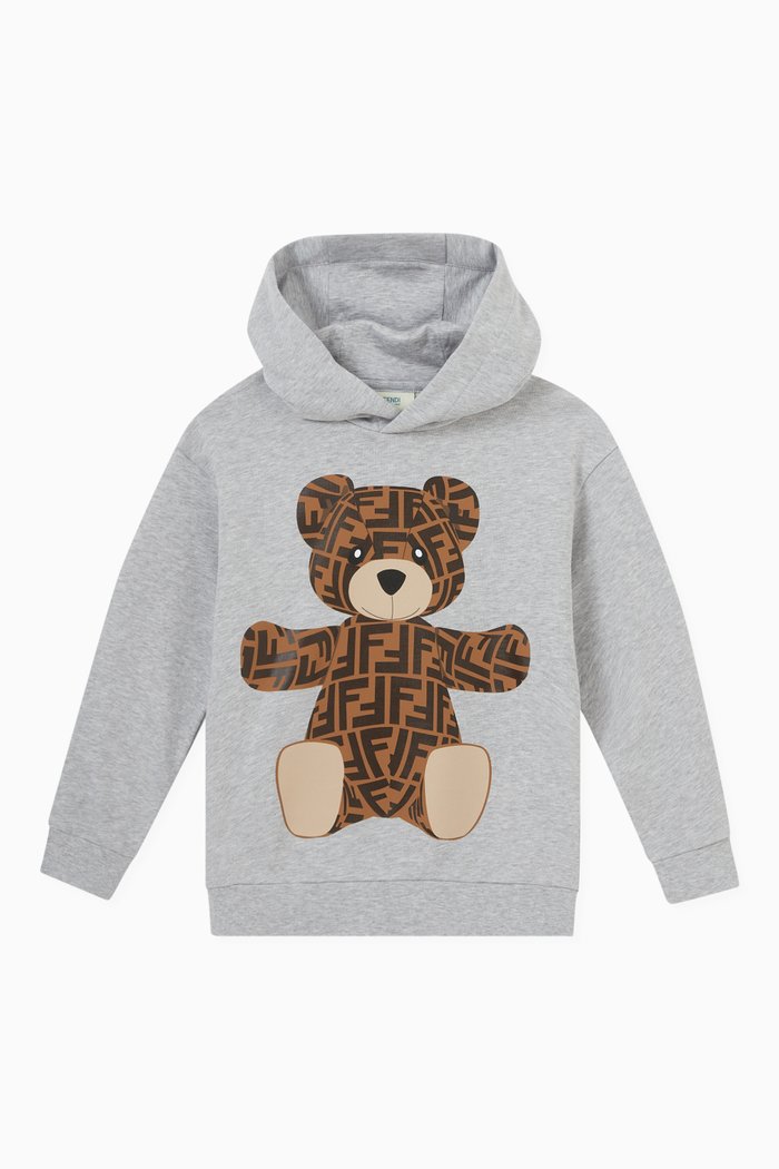 

Teddy Bear Hoodie in Cotton, Grey