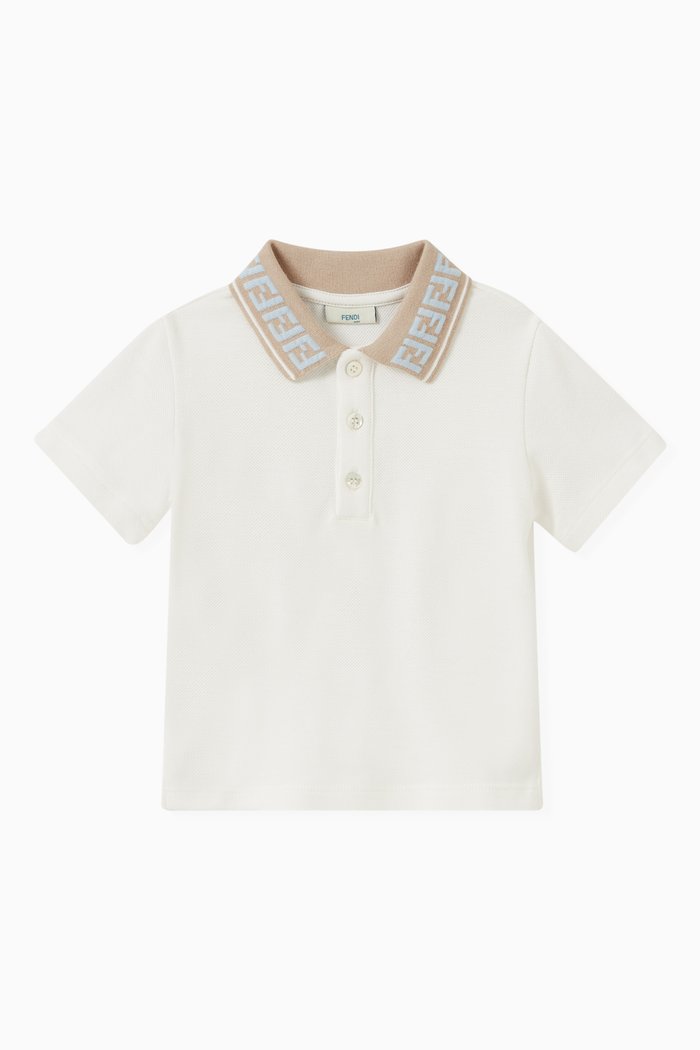 

Logo Collar Polo Shirt in Cotton Poplin, White