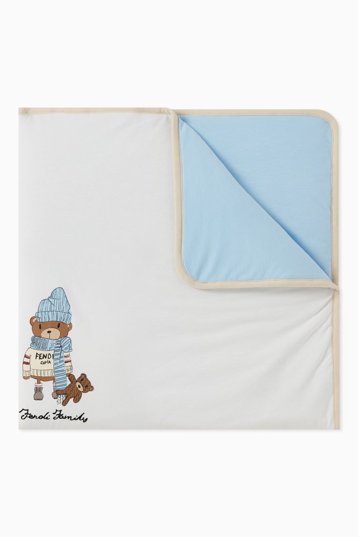 

Fendi Family Teddy Baby Blanket in Cotton, White