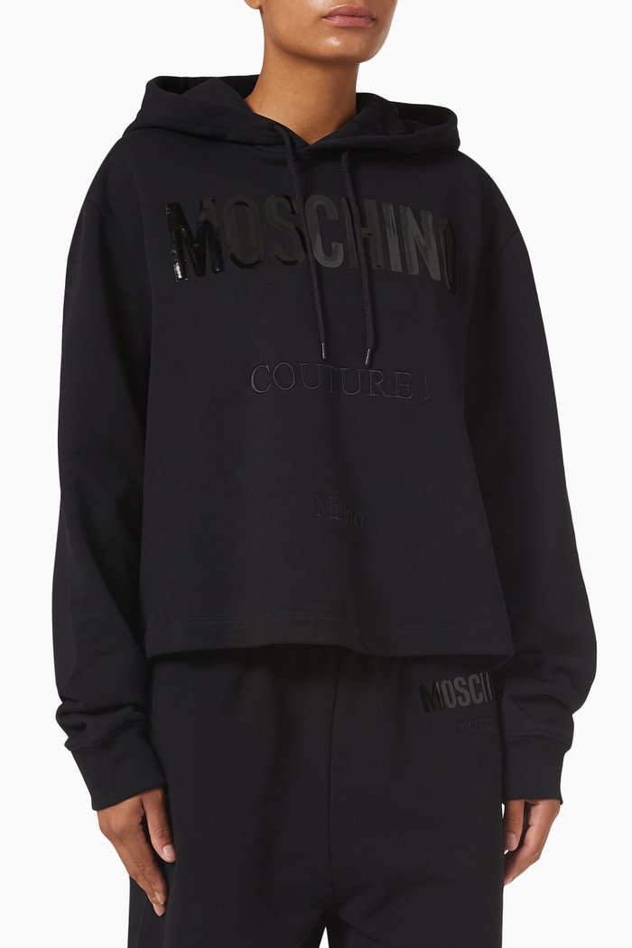 

Moschino Couture Hoodie in Organic Cotton, Black