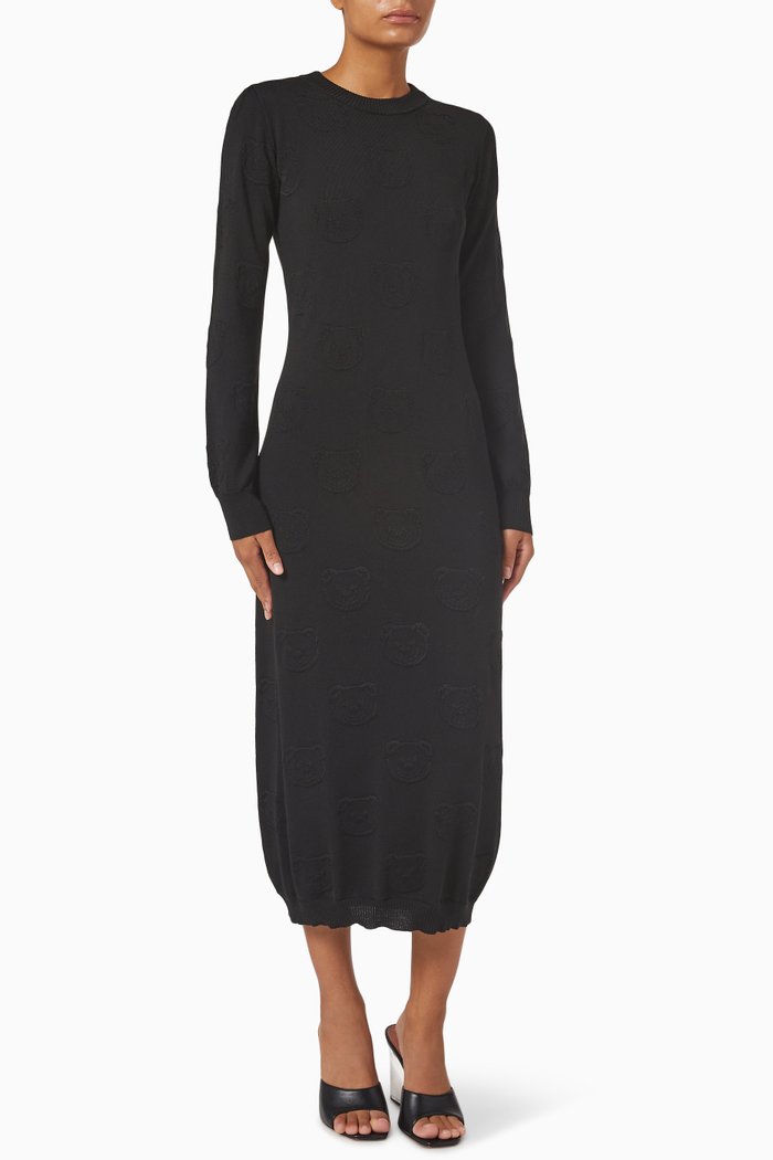 

Allover Teddy Bear Dress in Wool, Black