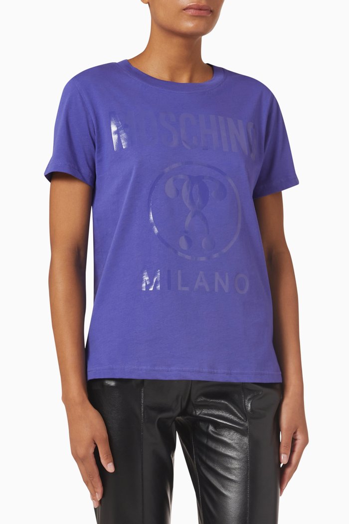 

Double Question Mark T-shirt in Organic Cotton, Purple