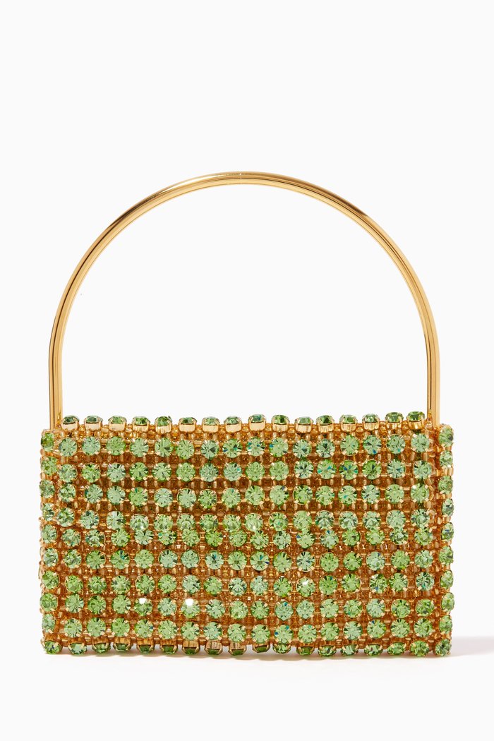 

Les Nuances Baguette Bag in Crystals & Glass Beads, Green