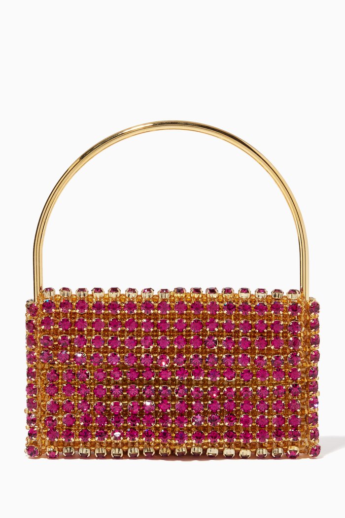 

Les Nuances Baguette Bag in Crystals & Glass Beads, Pink