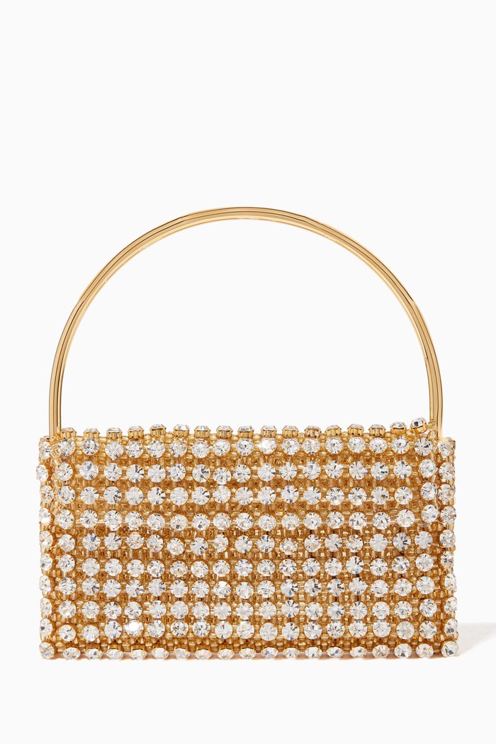 

Les Nuances Baguette Bag in Crystals & Glass Beads, White