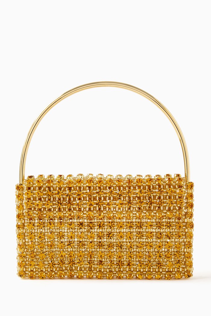 

Les Nuances Baguette Bag in Crystals & Glass Beads, Yellow