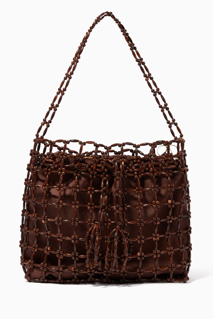 

L'Ephémère Tote Bag in Acrylic Beads, Brown