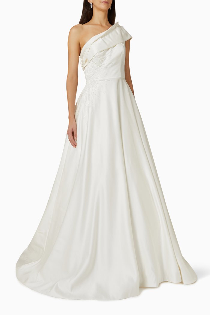 

Cocora Embellished Wedding Gown in Satin, Neutral