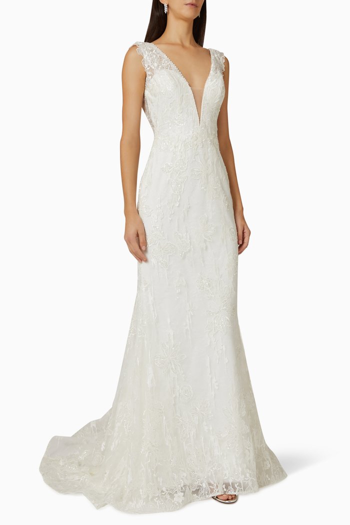 

Pantanal Embellished Wedding Dress in Chiffon, Neutral