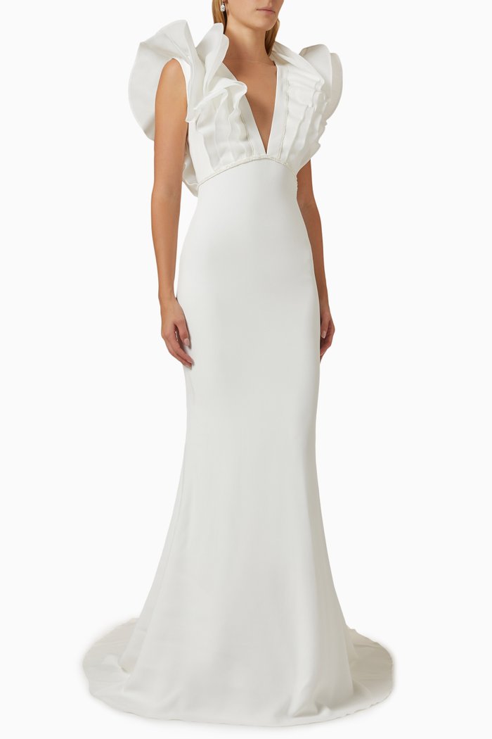 Woolf Wedding Dress in Eco-crepe, Neutral