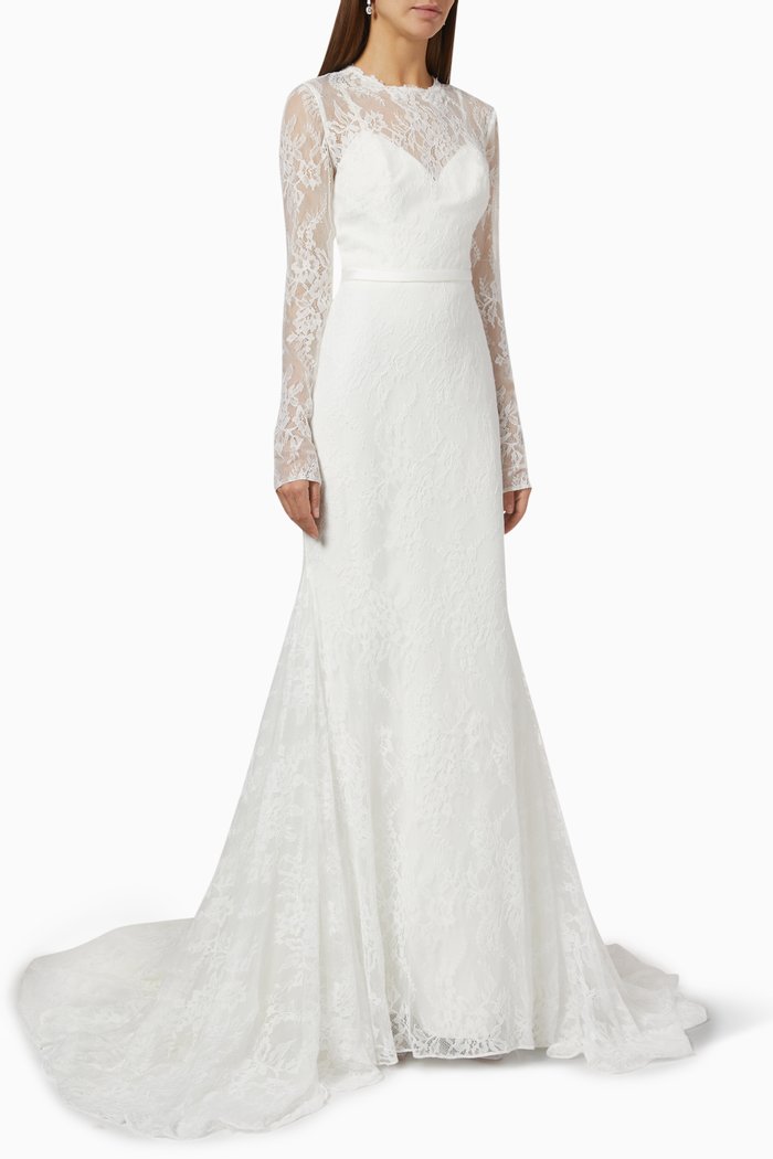 

Fleur Mermaid Dress in Chantilly Lace, Neutral