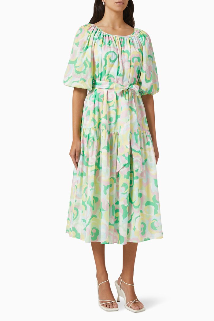 

Titania Midi Dress in Cotton Poplin, Green