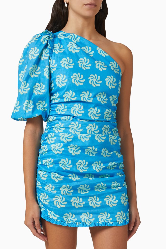 

Morera Mini Dress in Linen Blend, Blue