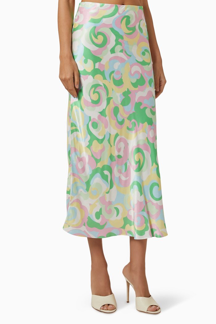 

Dylan Midi Skirt in EcoVero Viscose, Green