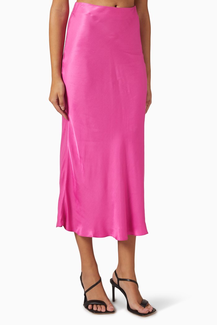 

Dylan Midi Skirt in EcoVero Viscose, Pink