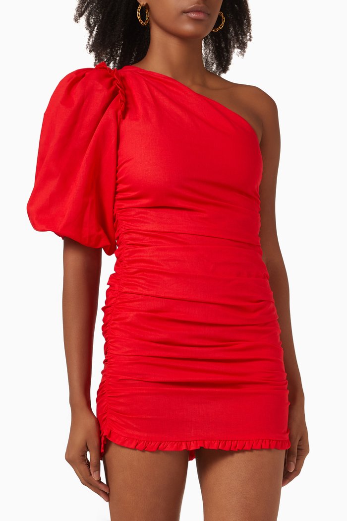 

Morera Mini Dress in Linen Blend, Red
