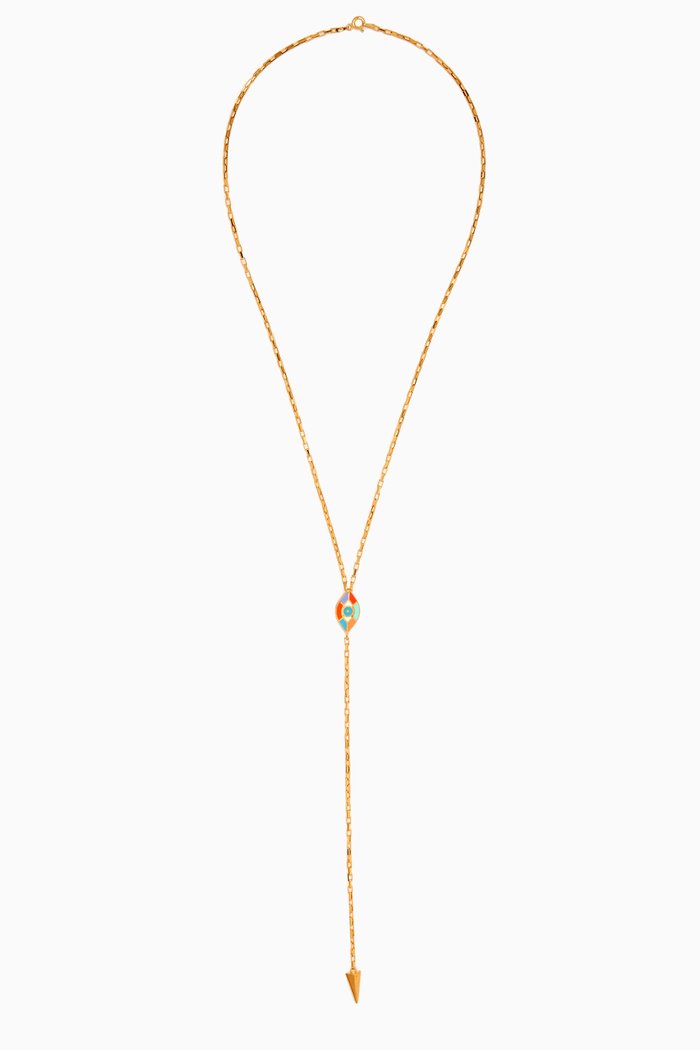 

All of Me Lariat Necklace in 24kt Gold-plated Sterling Silver, Multicolour