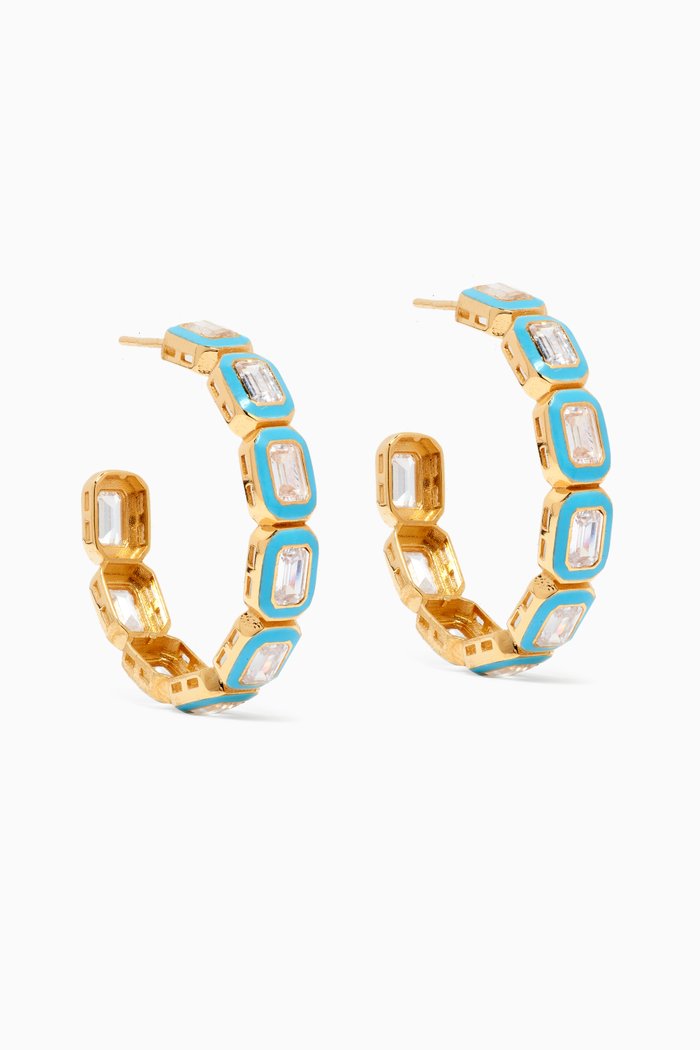 More is More Hoop Earrings in 24kt Gold-plated Sterling Silver, Blue