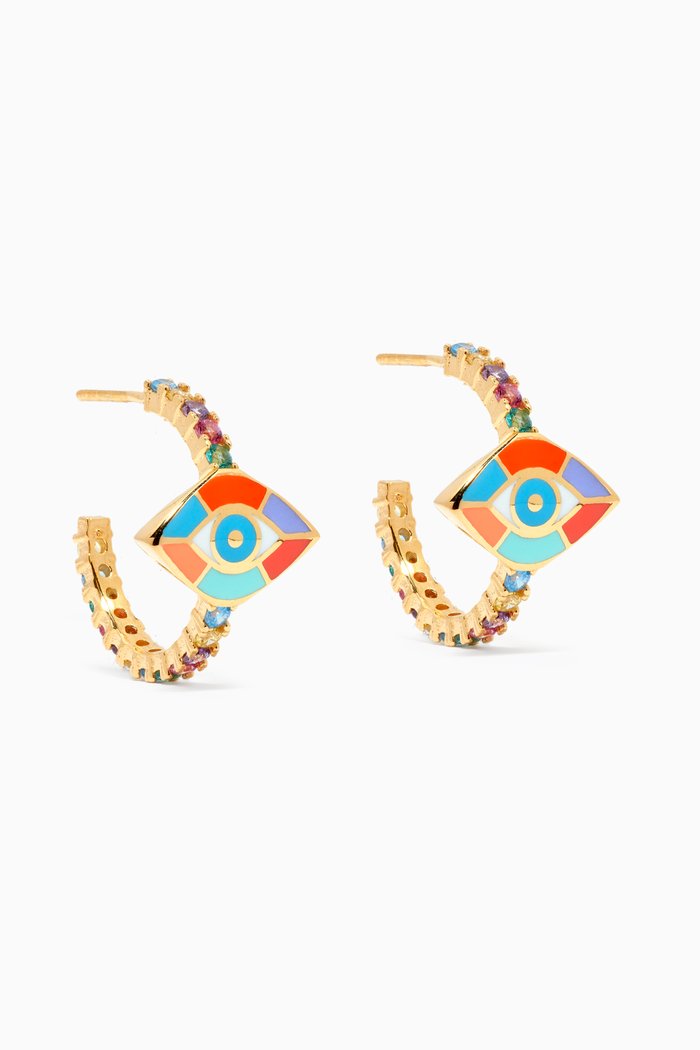 

I Heart You Hoop Earrings in 24kt Gold-plated Sterling Silver, Multicolour
