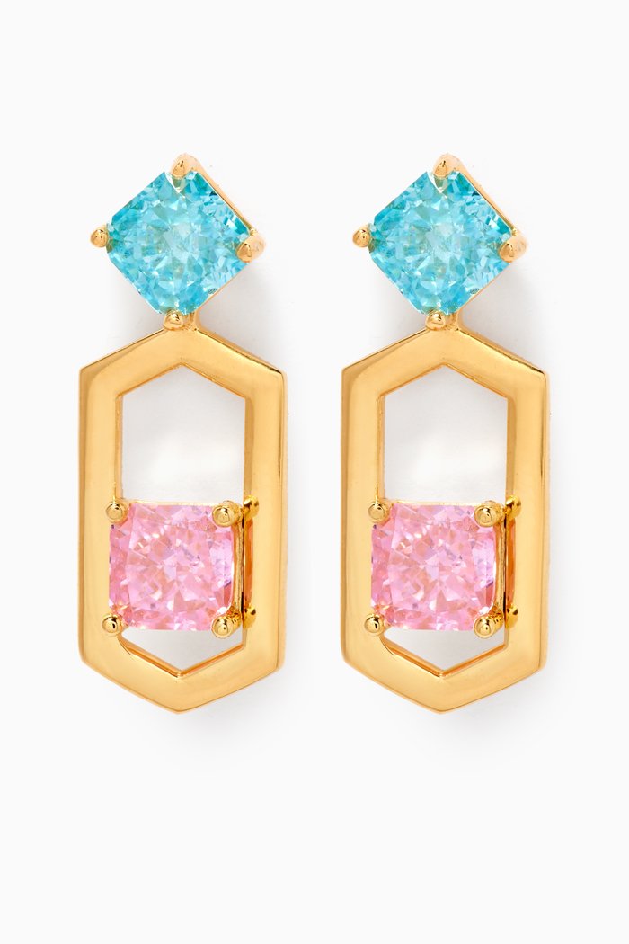 

Want it More Earrings in 24kt Gold-plated Sterling Silver, Multicolour