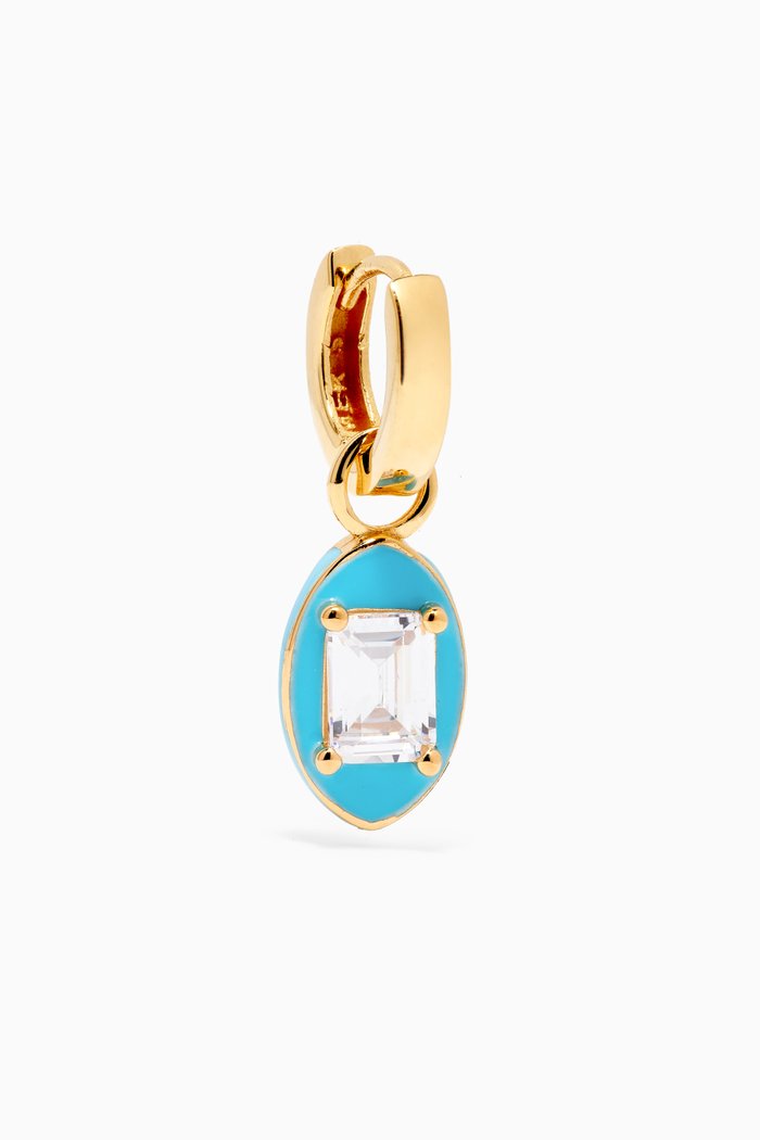 

You & Me Single Earring in 24kt Gold-plated Sterling Silver, Blue