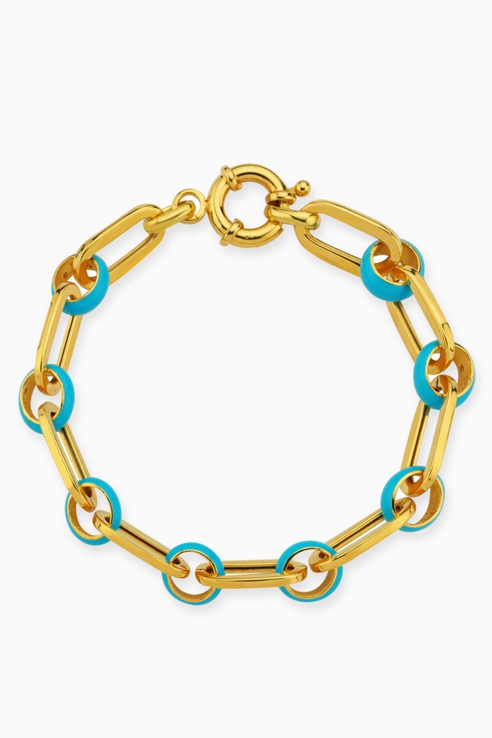 

The Go-Go Chain Bracelet in 24kt Gold-plated Sterling silver, Blue