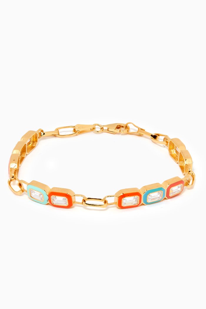 

Bracelet in 24kt Gold-plated Sterling Silver, Multicolour
