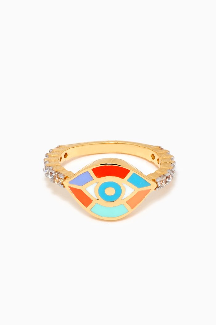 

All Eyes on Me Ring in 24kt Gold-plated Sterling Silver, Multicolour