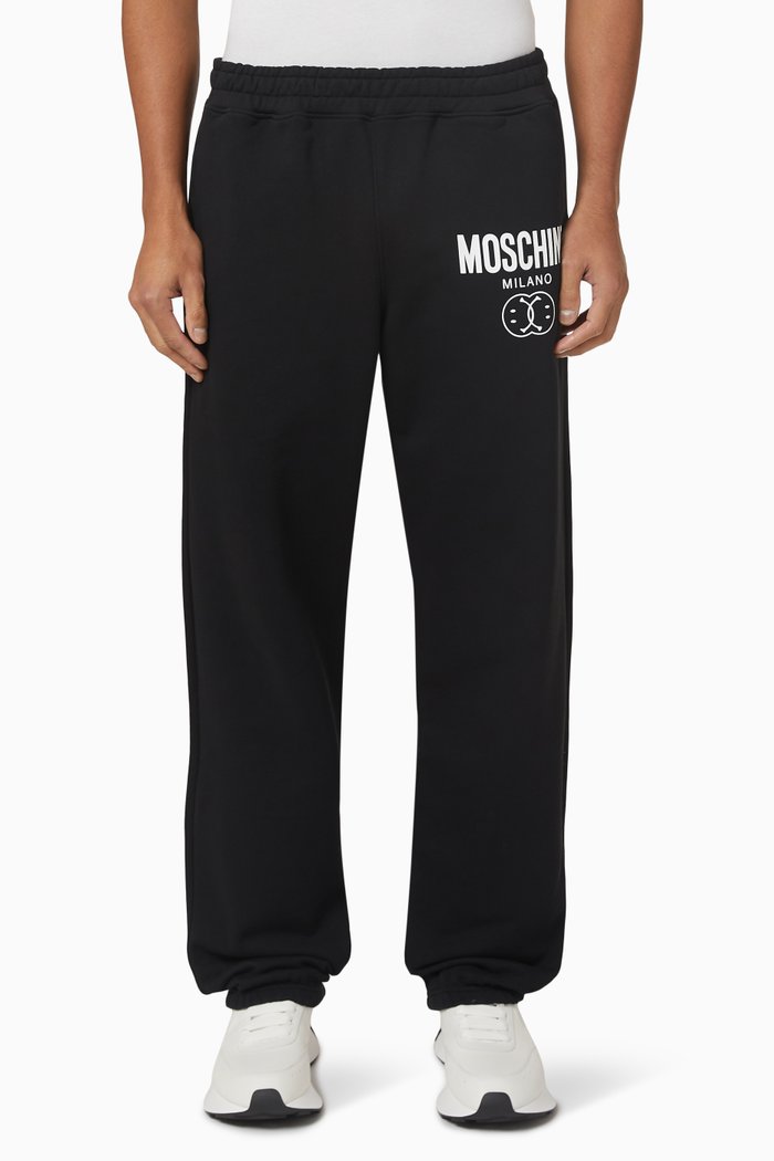 

Double Smile Logo Jogging Pants in Cotton, Black