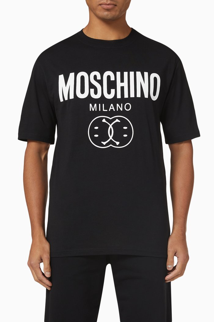 

Double Smile Logo T-shirt in Cotton Jersey, Black