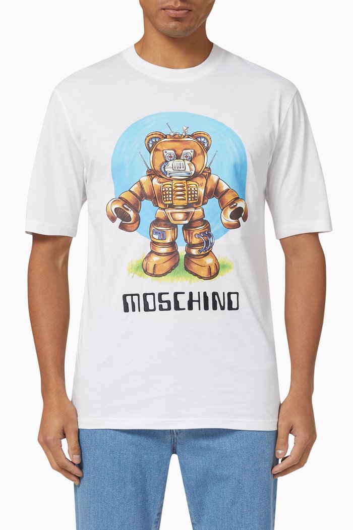 

Robot Bear T-shirt in Cotton Jersey, White