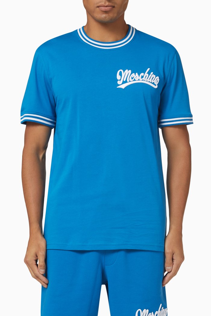 

Varsity Logo T-shirt in Cotton Jersey, Blue