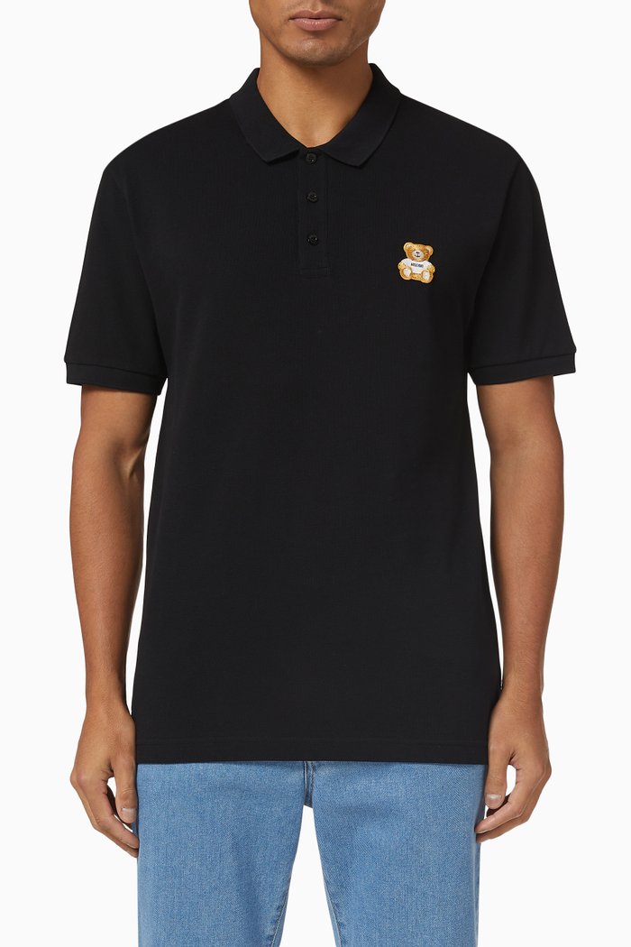 

Teddy Bear Polo Shirt in Cotton, Black