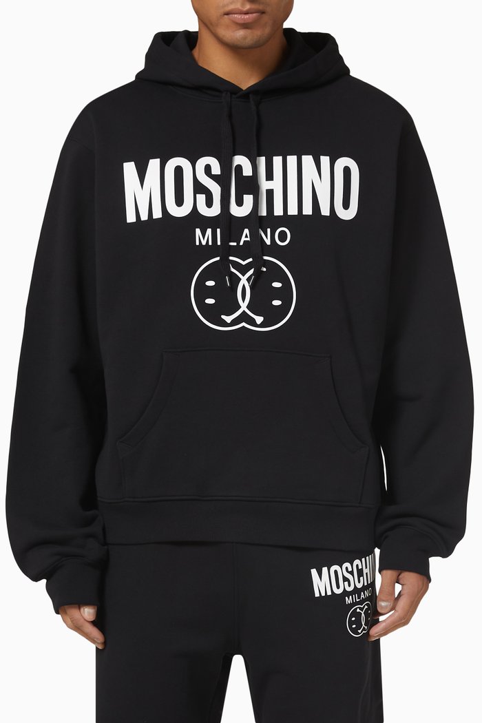 

Smiley Logo Hoodie in Cotton Jersey, Black