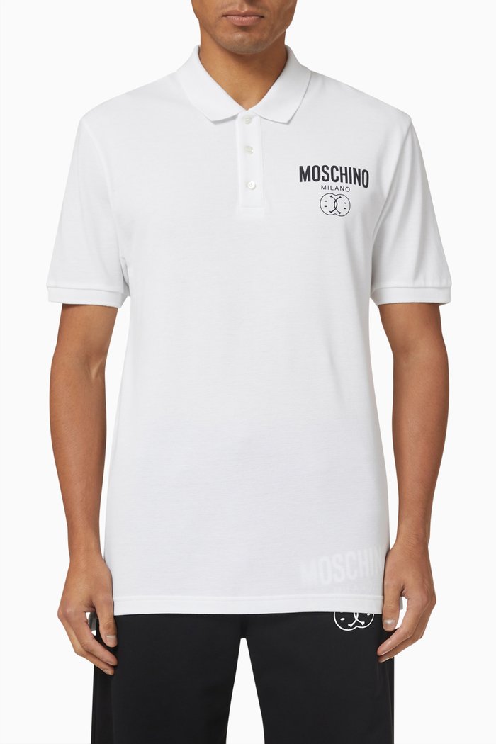 

Double Smiley Polo Shirt in Cotton, White