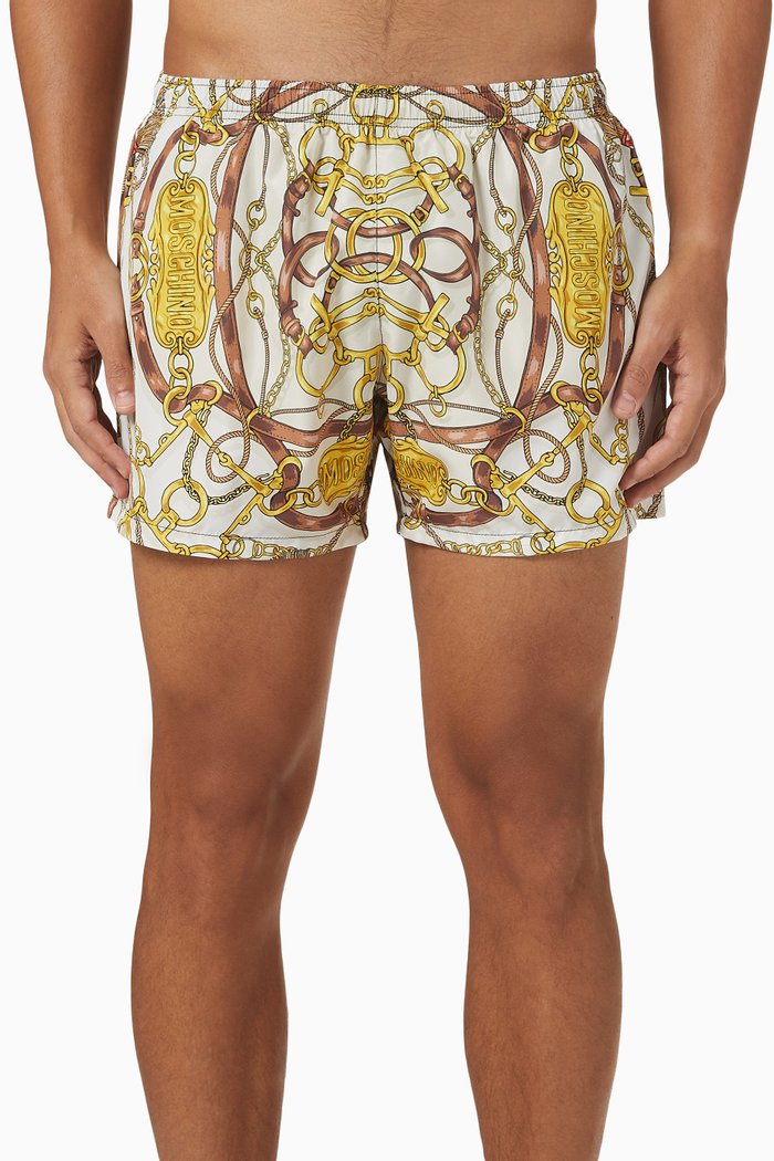 Teddy Scarf Print Swim Shorts in Nylon, Multicolour