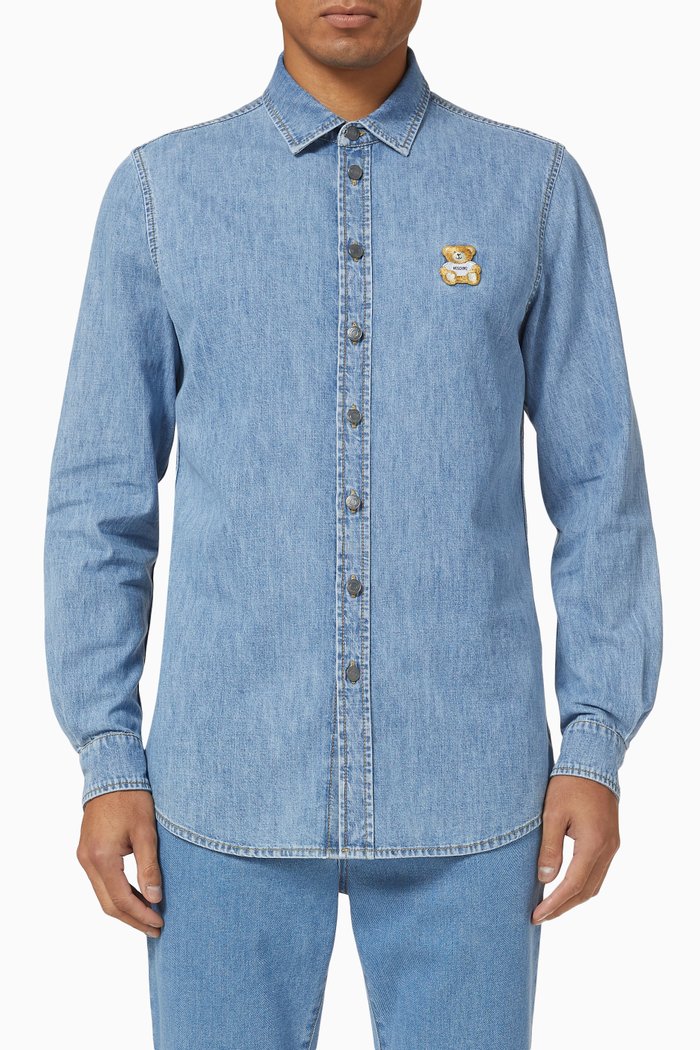 

Teddy Bear Shirt in Denim, Blue
