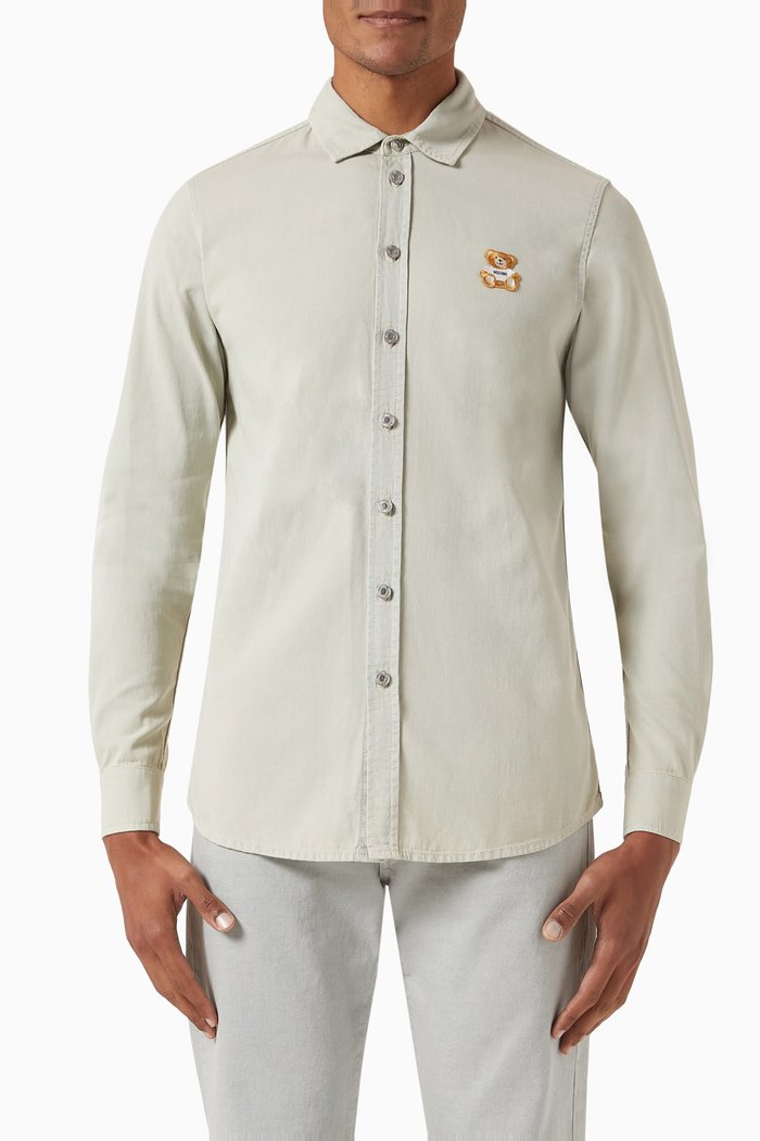 

Teddy Patch Shirt in Cotton, Grey