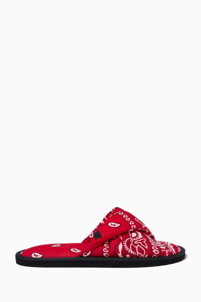Vegas Bandana Slides in Cotton, Red