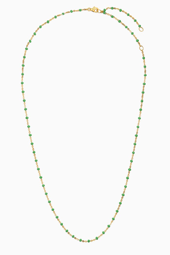 

Beaded Enamel Necklace in 14kt Yellow Gold Vermeil, Green