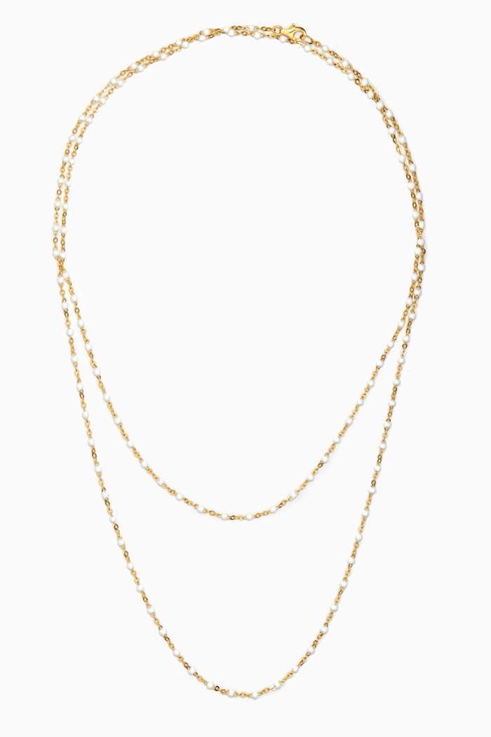

Beaded Enamel Necklace in 14kt Yellow Gold Vermeil, White