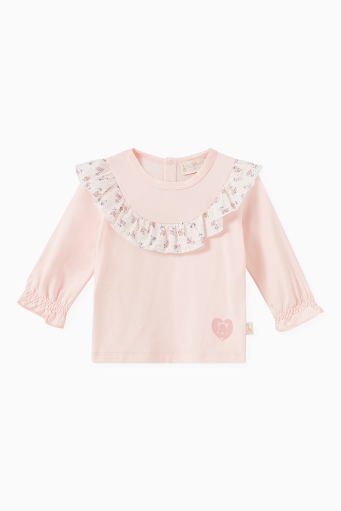 

Ruffle Detail Top in Organic Cotton, Pink